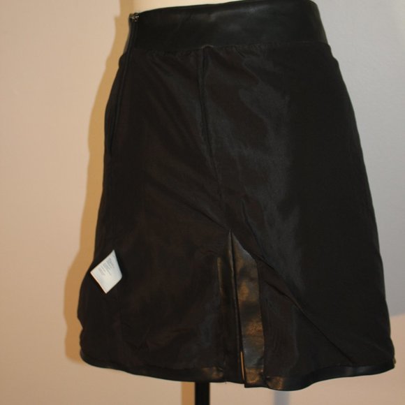 OAK+FORT VEGAN LEATHER MINI SKIRT BLACK LINED SIZE 10 - Picture 7 of 8